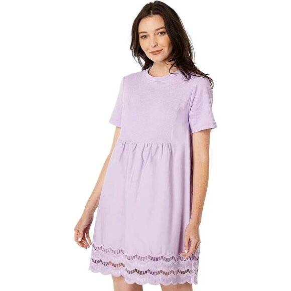 English Factory Lilac Purple Scallop Lace Embroidered Mini Dress, Size S - Picture 1 of 8